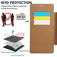 thumbnail image 5 of For Samsung Galaxy S26+ 5G Wallet Cell Cover, RFID Blocking, PU Leather,Compatible With MagSafe , With Flip Card Holder, Ultra Thin Electroplated Rotating Bracket Magneti Protective Cover,Brown, 5 of 9