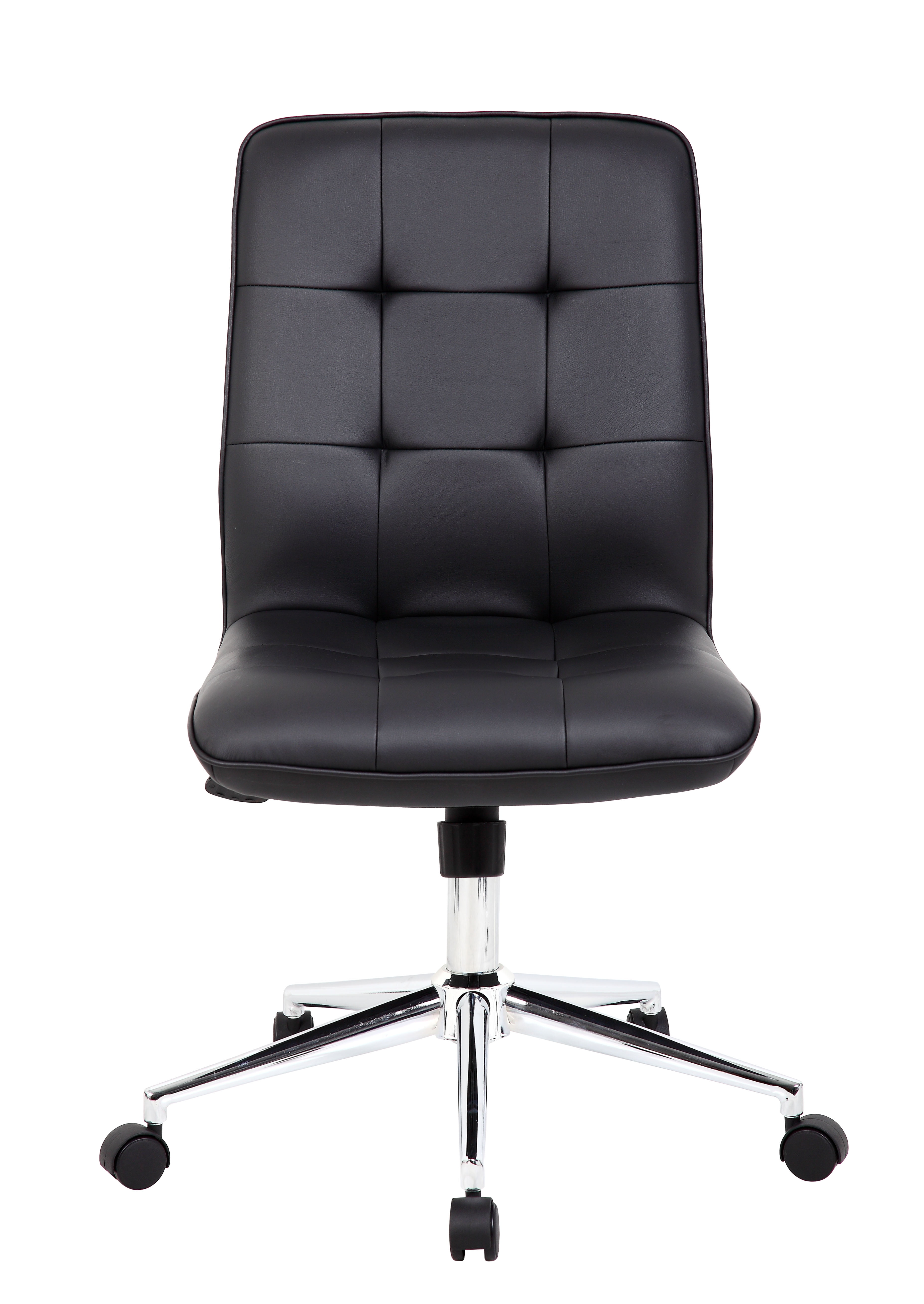 Boss Office Products Modern Faux Leather Tufted Ergonomic Office Swivel Chair, Black