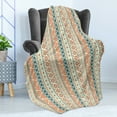 thumbnail image 4 of African Soft Flannel Fleece Throw Blanket, Vertical Geometrical Borders with Ornaments Folkloric Pattern, Cozy Plush for Indoor and Outdoor Use, 50" x 60", Orange Blue Pale Yellow, by Ambesonne, 4 of 5