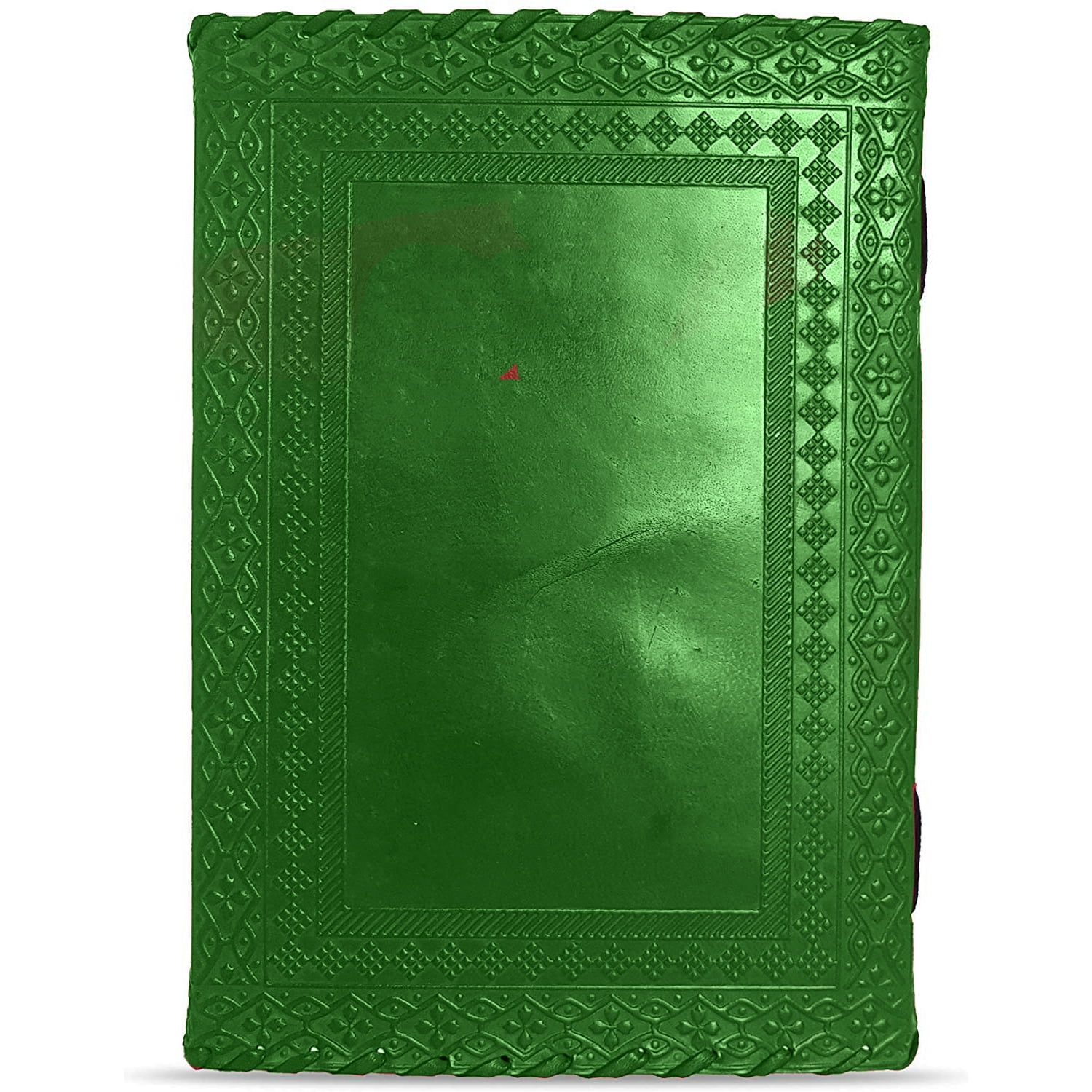 Jaald 10" Leather Journal Blank Notebook Handmade Travel Diary with Lock Writing Bullet Journal Christmas Gift Green Sketchbook for Artists