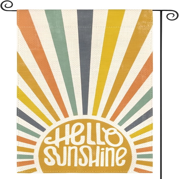 AUQ Hello Sunshine Classic Garden Flag 12x18 Inch, Double Sided Spun Polyester Yard Sign, Summer Holiday Outdoor Patio Decor