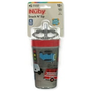 Nuby Boys' Snack N Sip 9 Oz. Construction Cup With Straw - gray multi, one size