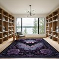 thumbnail image 2 of ODIKA 9'x12' Washable Area Rug Non-Slip, Chair-Friendly Purple Gothic Bat Halloween Flowers Ornate Medallion with Boho Rose Motifs for Dining Room, Basement, Large Office, 2 of 7