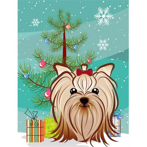 Christmas Tree and Yorkie Yorkshire Terrier Flag Canvas House Size