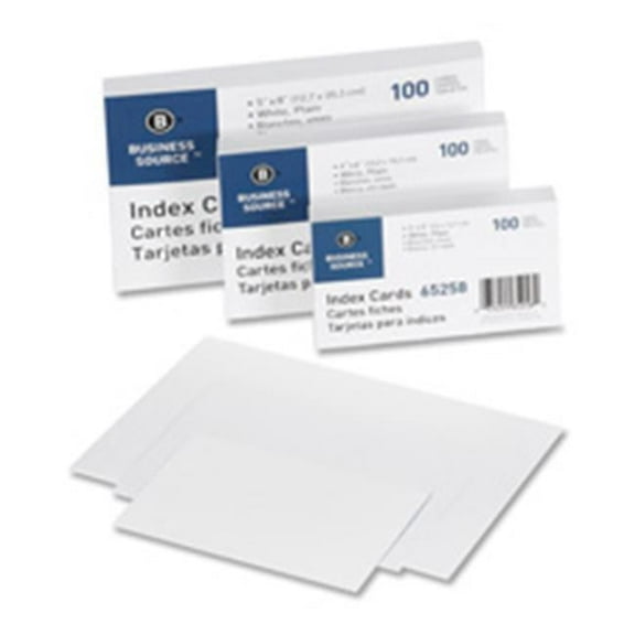 DDI 974337 Business Source Index Cards  Plain  90lb.  5''x8''  100/PK  White