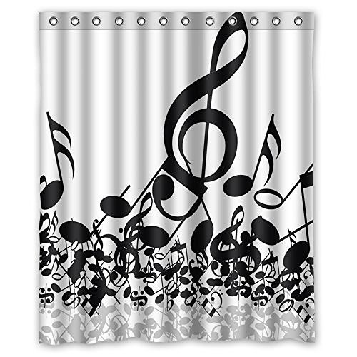 ABPHQTO Cortina de ducha con notas musicales Cortina de ducha impermeable 150x180 cm