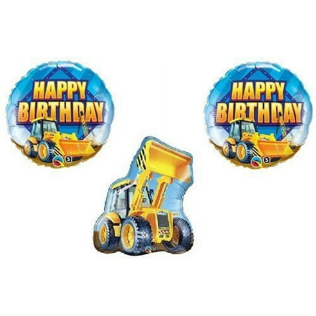 Bull DOZER Loader Construction TRUCKS Yellow BIRTHDAY Party (3) MYLAR Balloons