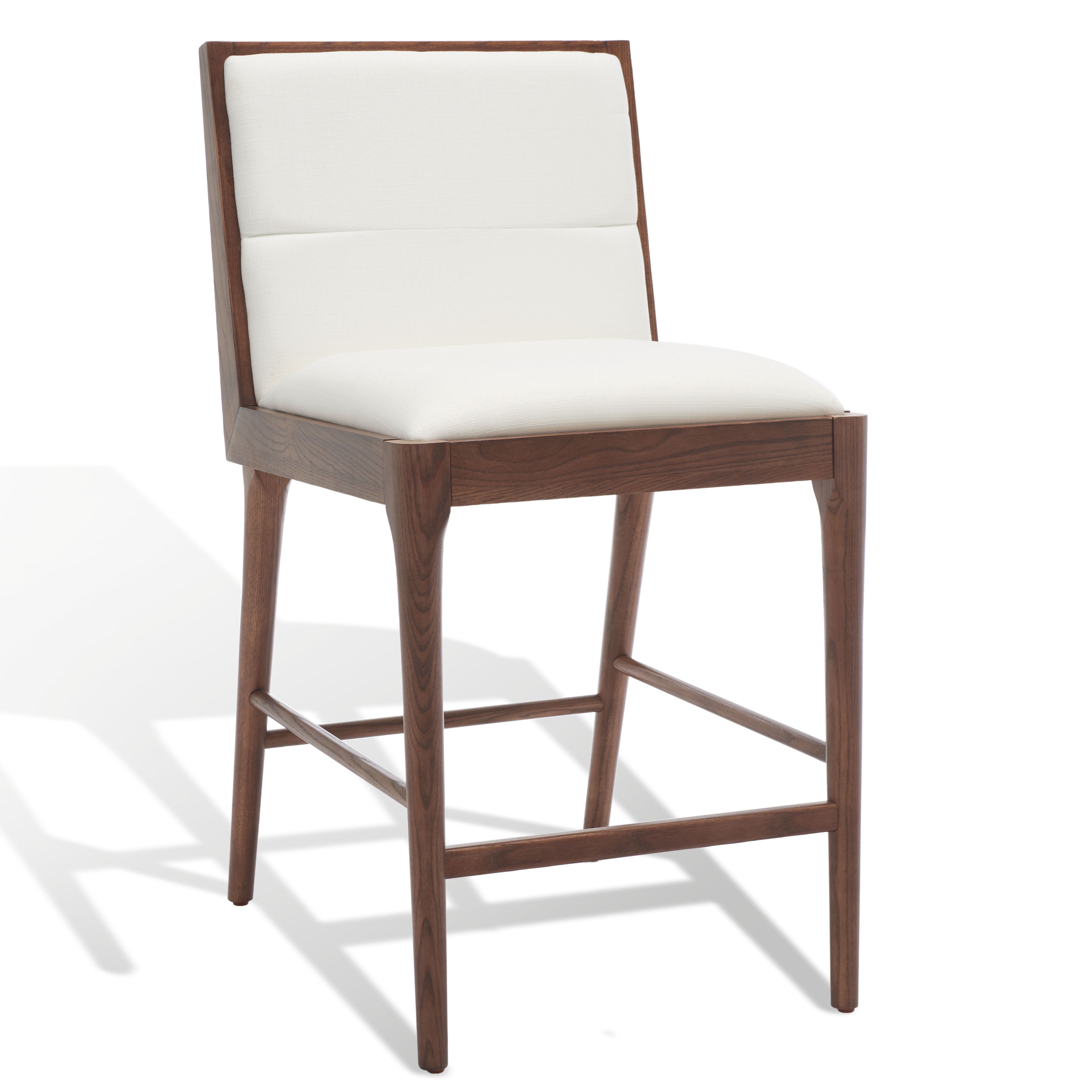 SAFAVIEH Couture Laycee Square Mid Back Bar Stool, Walnut/White (Set of 2)