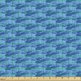 thumbnail image 2 of Ambesonne Nautical Fabric by the Yard Upholstery, Wavy Sea Lines Scale, 3 Yards, Blue, 2 of 5