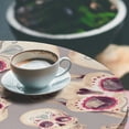 thumbnail image 3 of Ambesonne Skulls Fitted Round Tablecloth, Mexican Feels Watercolor, 40"- 44" Diameter, Dark Pink and Pale Seafoam, 3 of 5