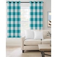 thumbnail image 2 of Turquoise Checkered Blackout Curtains 54 Inches Long for Bedroom, Farmhouse Buffalo Plaid Thermal Insulated Room Darkening Black Out Window Curtain Panels Grommet Drapes for Living Room, 2 of 8