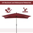 thumbnail image 3 of 6.5x10ft Rectangular Patio Umbrella with 20 Solar LED Lights, Wine Red UV Resistant Polyester Canopy, Aluminum Tilt Market Parasol for Garden, Pool, Backyard and Outdoor Dining, 3 of 7
