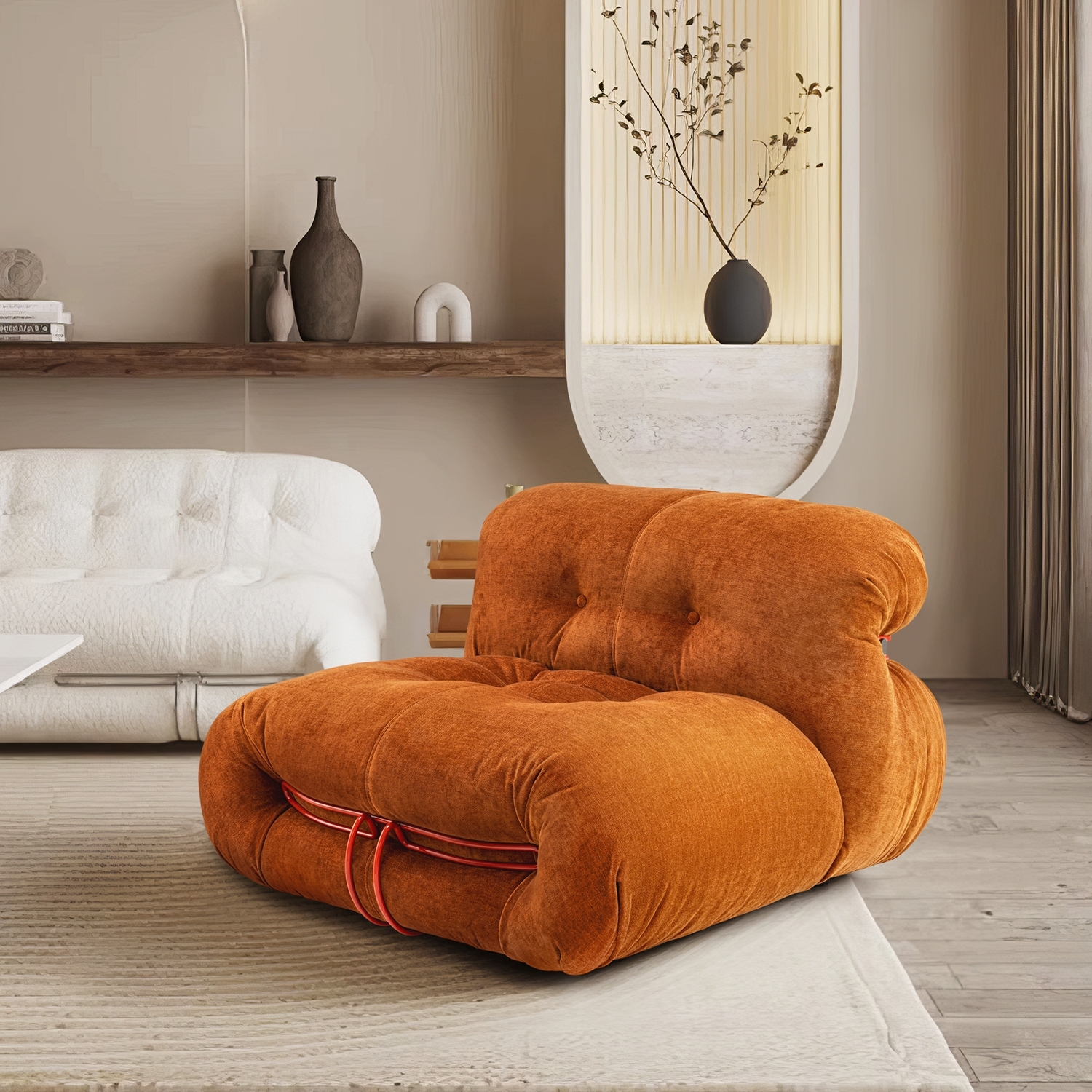 Bean Bag Sofa Mid Century Accent Chair Single Sofa Modern Fireside ...