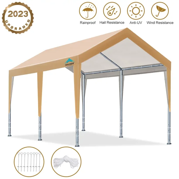 racket Formulering Antibiotica 10' x 20' Heavy Duty Carport Car Canopy Garage Shelter Party Tent,  Adjustable Height from 6.5ft to 8.0ft, Beige - Walmart.com