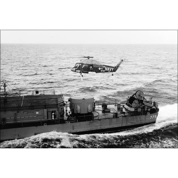24"x36" Gallery Poster, Navy Kaman UH-2A Seasprite (HU-2) uss douglas h. fox