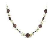 Tangelo 4-5mm Grey Freshwater Cultured Pearl, and Grey Agate and Lemon Quartz Beaded Necklace, 32"