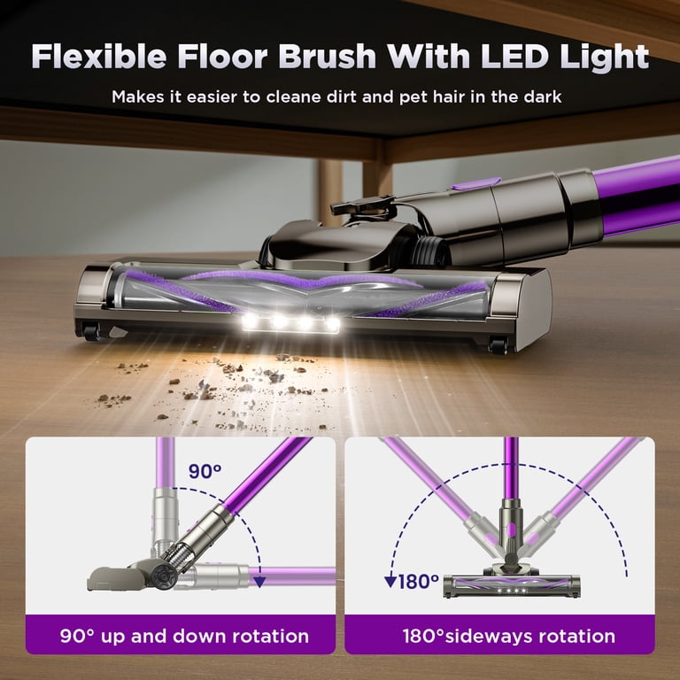 KANFUAQ, Roller Brush Head Replacement, Purple, 4 LED Headlights