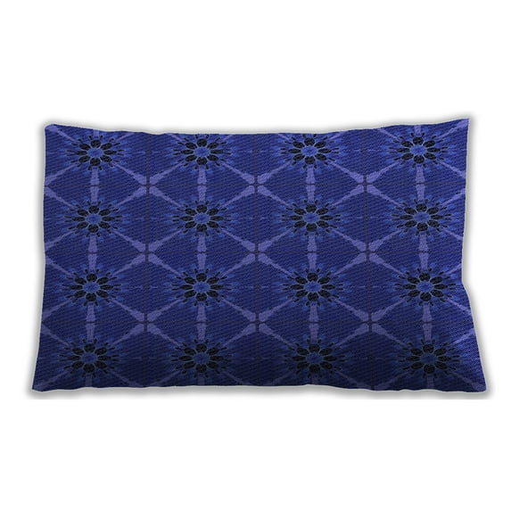 Ahgly Company Patterned Outdoor Rectangular Cobalt Blue Lumbar Throw Pillow, 13 inch by 19 inch