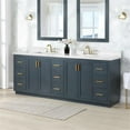 thumbnail image 2 of Gazsi 84" Wood Vanity in Charcoal Blue with Composite Stone Top without Mirror, 2 of 14
