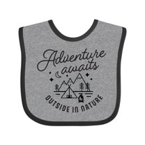 Inktastic Adventure Awaits Outside in Nature with Tent and Mountains Boys or Girls Baby Bib