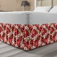 thumbnail image 1 of Harvest Bed Skirt, Exotic Tropical Pattern Complete and Peeled Pomegranates Image with Leaves, Elastic Bedskirt Dust Ruffle Wrap Around for Bedding Decor, 4 Sizes, White and Vermilion, by Ambesonne, 1 of 2
