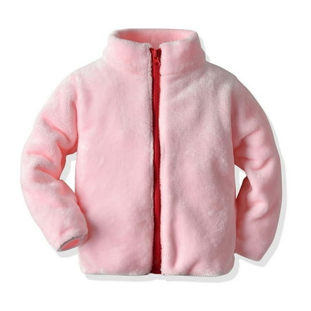 

purcolt Toddler Baby Boys Girls Sherpa Coat Autumn Winter Flannel Solid Color Stand-up Collar Long-sleeved Full Zipper Warm Windproof Thick Short Coat Savings on Clearance