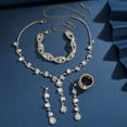 thumbnail image 5 of Faty-T Prom Jewelry Sets Silver Jewelry Set for Brides Bridesmaid Elegant Crystal Prom Earrings Necklace Bracelet Set Bridal Wedding Prom Dresses Costume Jewelry for Women, 5 of 13