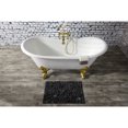 thumbnail image 4 of Aqua Eden VCT7DS6731NL2 67-Inch Cast Iron Double Slipper Clawfoot Tub with 7-Inch Faucet Drillings, White/Polished Brass, 4 of 5