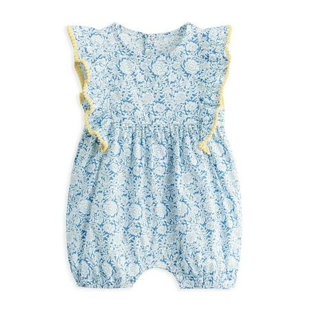 

Simplee kids Baby Infant Girls Summer Romper Bodysuit Summer Cotton Ruffle Sleeve Floral Onesies for3 Months Pink