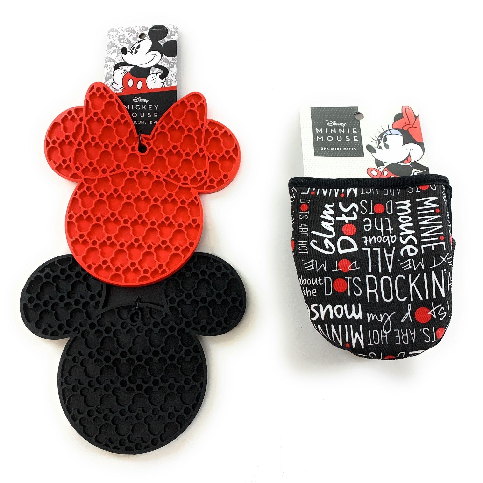 Disney Kitchen Cotton Mini Oven Mitts/Glove Set with Neoprene Insulation  for Easy Gripping While Cooking, Heat Resistant Kitchen Accessories, 5” x  6.5”, Mickey & Minnie Face, 2 Pack 