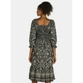thumbnail image 2 of The Pioneer Woman Smocked Bodice Midi Dress, Women’s and Women’s Plus, Sizes XS-3X, 2 of 4