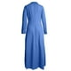 thumbnail image 4 of Vestido liso de mujer con cinturón, manga larga y escote en V profundo, poliéster y spandex, estilo informal y elegante, tallas S-XXXL, 4 of 5