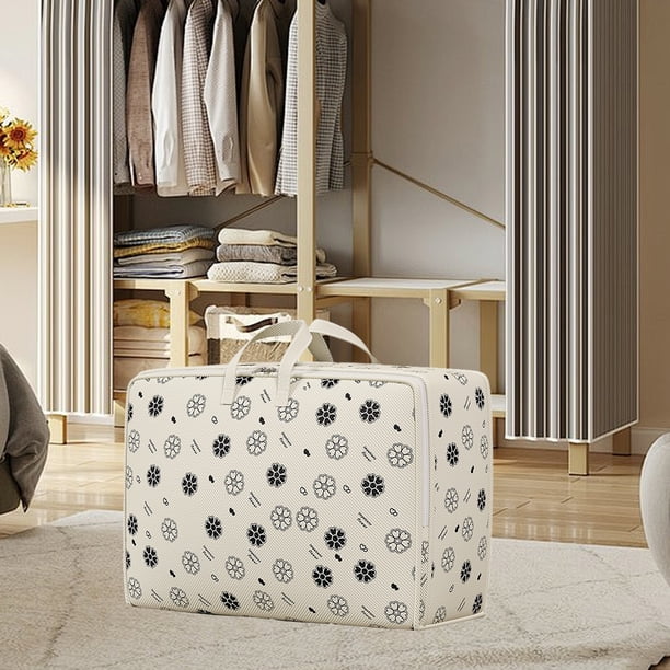 Bolsa de almacenamiento de colchas de gran capacidad | Organizador de tela impermeable y gruesa | Cierre de cremallera para ropa, mantas y ropa de cama | Almacenamiento plegable para equipaje de