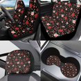 thumbnail image 2 of Garronmavis Red Roses Pattern Car Accessories Set Easy Installation with Auto Headrest Covers+Handbrake Gear+Shift Knob Cover+Auto Cup Coaster+Wristlet Keychain Automobile Interior Sets, 2 of 7