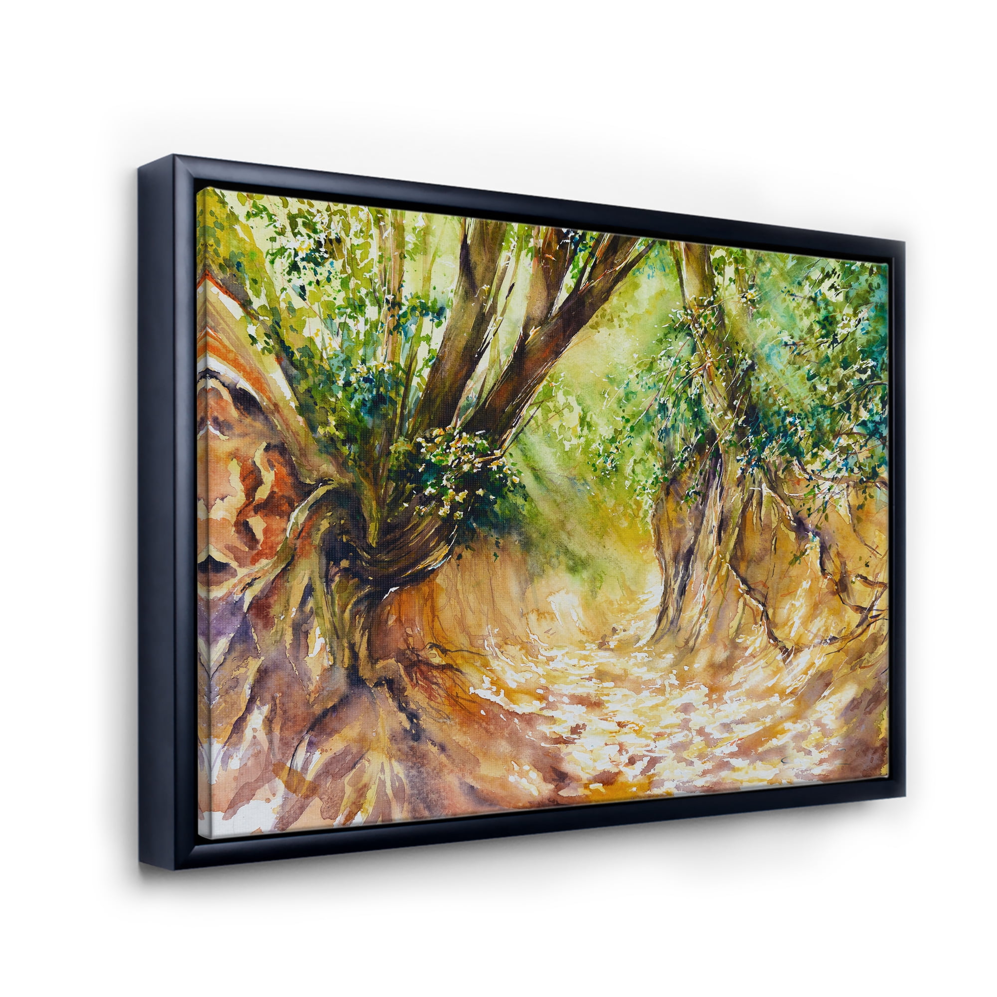 Designart 'Little Road in Deep Forest ' Traditional Framed Canvas Wall Art Print