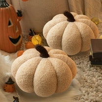 FYHALE Pumpkin Pillow Fall Pillows Fluffy Soft Plush Throw Pillows for Thanksgiving Sofa Bed Bedroom Home Fall Decor(13.78 Inches, Khaki)