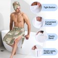 thumbnail image 5 of Colevkie 2 Pieces Men's Soft Adjustable Shower Skirt & Bath Towel Set Home Use Bathroom Bath Wrap Set Quick Drying Absorbent Beach Towel Printed Green Graffiti Pattern, 5 of 7