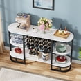 thumbnail image 3 of Tribesigns 18-Bottle White Wine Rack Table with 12 Wine Glasses Holder, Freestanding Liquor Bar Cabinet with Wine Storage Display for Home Bar, 3 of 5