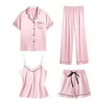 thumbnail image 2 of Seductiva Cotton Pajamas for Women Satin Pyjamas Women's Short 4 Piece Pyjamas Short Sleeve Sleepwear and Shorts Set Women Sets Leisure Suit Loungewear Two Piece Soft Sleepwear, 2 of 4