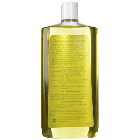 RoBathol Bath Oil for sensitive skin - made with cottonseed oil - dermatologist tested - fragrance free, preservative free - 16 Ounce