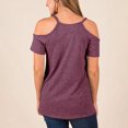 thumbnail image 3 of Camisetas de manga corta, camisetas con hombros descubiertos, camisetas con hombros descubiertos para mujer, camiseta con cuello en V, estética elegante, 3 of 5