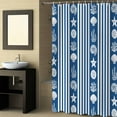 thumbnail image 2 of Fabric Shower Curtain, Summer Starfish Seashell Coral Navy Blue and White Striped Shower Curtains with 12 Hooks Waterproof Machine Washable Bath Curtains for Bathroom, 36 x 78in, 2 of 6