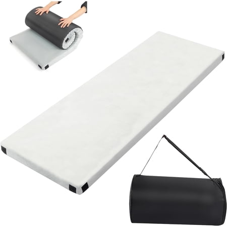 2.5 Inch Memory Foam Camping Mattress Roll Up Sleeping Pad with Waterproof Non-Slip Bottom Portable Floor Guest Bed with Removable Washable Plush Cover & Travel Bag