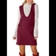 thumbnail image 3 of Vestido Corto de Punto Liso Sin Mangas con Cuello en V y Bolsillos para Mujer Vino Tinto L, 3 of 10