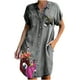 thumbnail image 1 of Vestido de camisa de bolsillo de un solo pecho de manga corta con estampado de solapa informal de moda para mujer Pompotops  ghjkhdj16085, 1 of 8