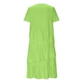 thumbnail image 6 of SMihono Tshirt Dress Women Summer Cotton Linen Patchwork Short Sleeve Crewneck Pleated Midi Dresses T Shirt Dresses for Women Green XXL, 6 of 7
