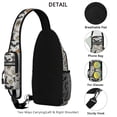 thumbnail image 3 of Sling Backpack,Beige Halloween Pumpkin Skull Bat Pattern Crossbody Bag with Water Bottle Holder,Waterproof Sling Bag for Men/Women with Chest Phone Holder for Hiking,Travel, 3 of 6