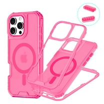 for iPhone 15 Magnetic Case [Support Wireless Charging] Translucent Candy Color Phone Case Slim Shockproof Triple-Layers Rugged Protective Cover for iPhone 15, Pink