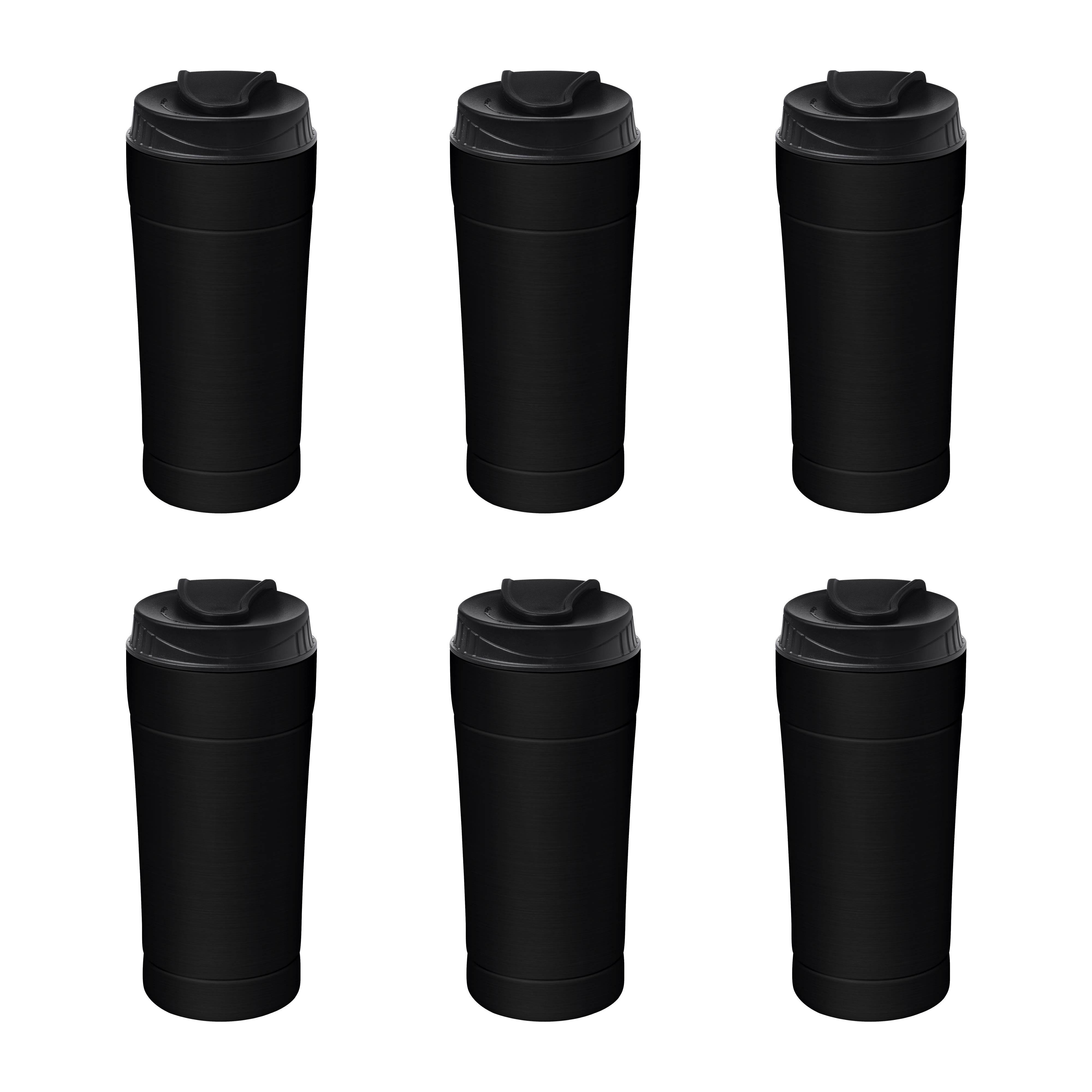 16 oz. Thermal Travel Coffee Tumblers 6 pack Black