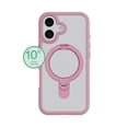 thumbnail image 4 of onn Cell Phone Case for iPhone 17, MagSafe Compatible with Built-in Rotating Ring Kickstand, Frosted Clear/Pink, 4 of 10